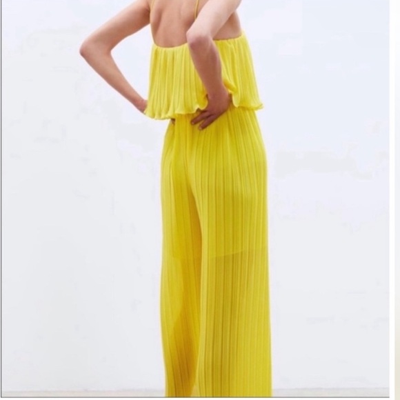 Zara Yellow Pleated Jumpsuit - Picture 2 of 4